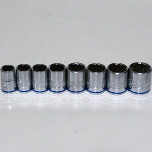 8 Piece QUINN METRIC Standard 12 Point 3/8 Drive Sockets 11/12/13/14/15/16/17/19
